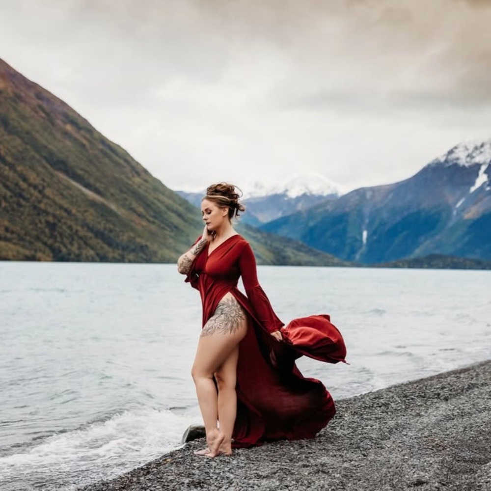 Red Maternity Photoshoot Dress